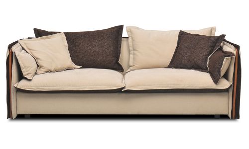 Canapé 3 places en tissu BURDY - Beige/Marron