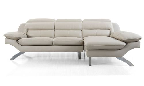 Canapé d'angle droit en cuir PRIMA - Beige