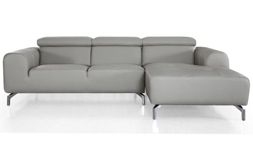 Canapé d'angle droit en cuir ZAKARIA - Gris