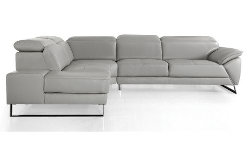 Canapé d'angle gauche en cuir RAPHAEL - Gris