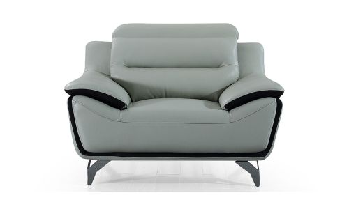 Fauteuil cuir Design JUDE – Gris perle & Noir