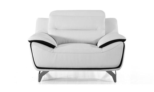 Fauteuil cuir Design JUDE – Blanc & Noir
