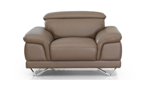 Fauteuil Design en cuir BRAME - Marron clair
