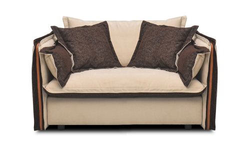 Fauteuil en tissu BURDY - Beige/Marron