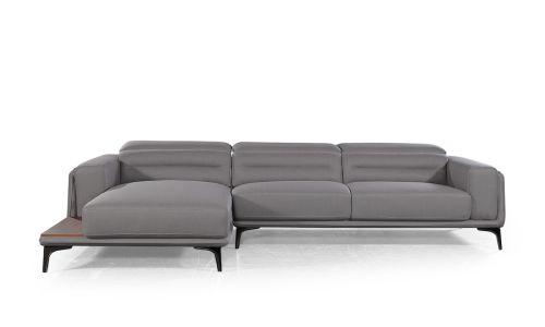 Canapé d'angle en tissu gauche TIANA - Gris
