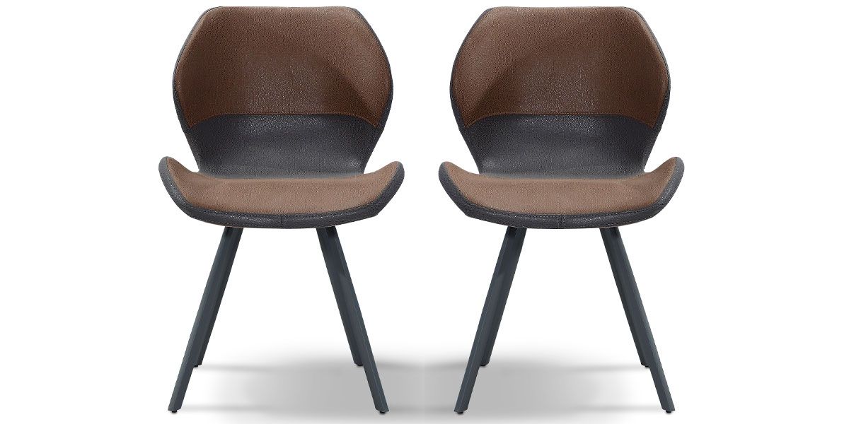 Chaise Design marron et gris WEST - Lot de 2