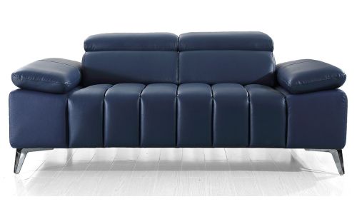Canapé 2 places en cuir JONAK – Bleu