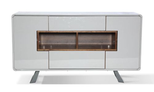 Buffet bois/laqué ISORA - Noyer/Taupe