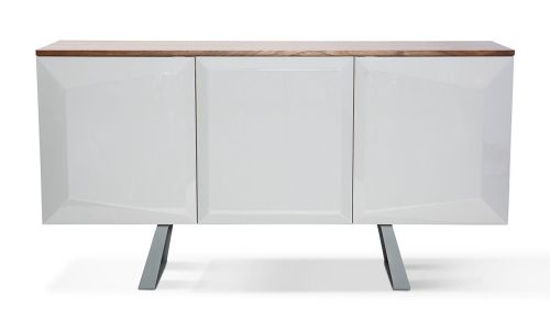 Buffet laqué/bois NOOR - Gris/Taupe/Noyer