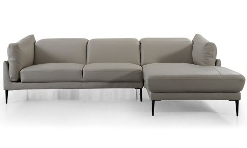 Canapé d'angle droit en cuir KENDY – Beige
