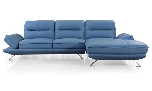 Canapé d'angle droit en cuir PALMA – Bleu