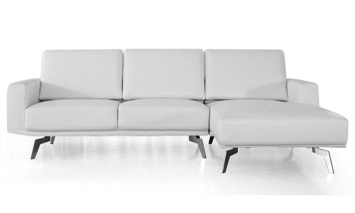 Canapé d'angle droit en cuir ARYA - Blanc