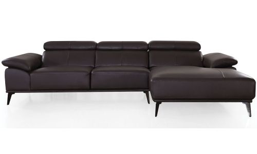 Canapé d'angle droit en cuir VICTOIRE - Marron