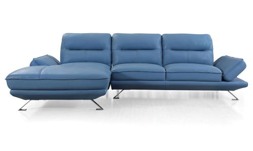 Canapé d'angle gauche en cuir PALMA – Bleu