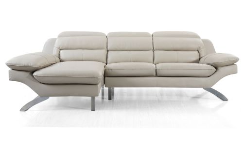 Canapé d'angle gauche en cuir PRIMA – Beige