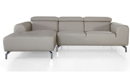 Canapé d'angle gauche en cuir ZAKARIA - Beige