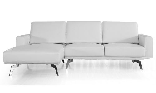Canapé d'angle gauche en cuir ARYA - Blanc