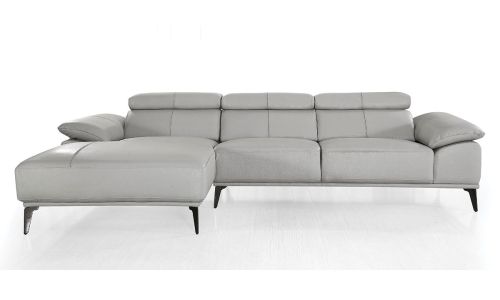 Canapé d'angle gauche en cuir VICTOIRE - Gris
