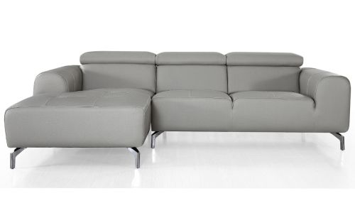 Canapé d'angle gauche en cuir ZAKARIA - Gris