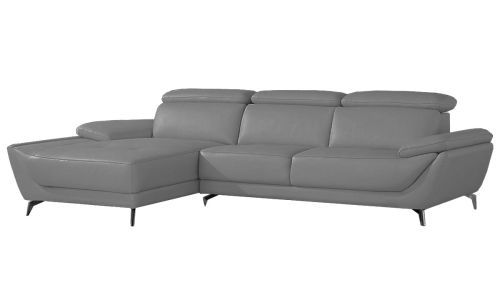 Canapé d'angle gauche en cuir gris CARLA