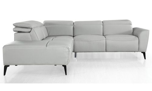 Canapé d'angle gauche en cuir ZOE – Gris