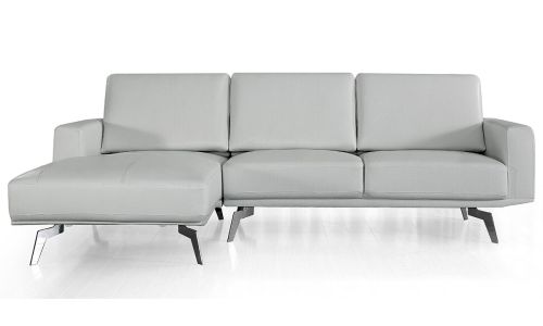 Canapé d'angle gauche en cuir ARYA - Gris