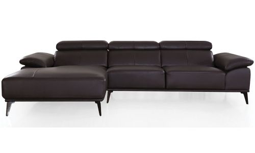 Canapé d'angle gauche en cuir VICTOIRE – Marron