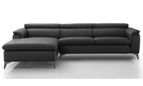 Canapé d'angle gauche en cuir LOUNA - Noir
