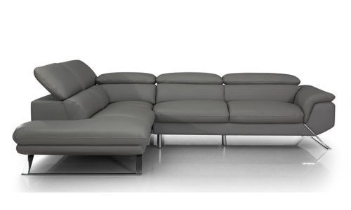 Canapé d'angle gauche en cuir PANAMA - Gris