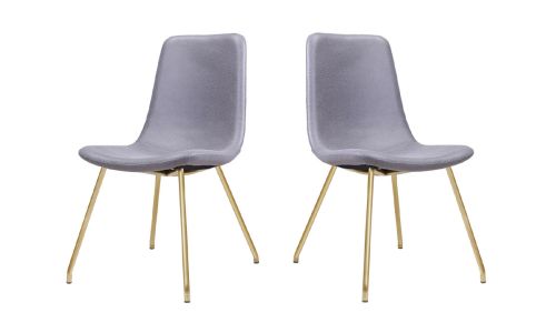 Chaise Design JAZZ - Gris/Gold - Lot de 2