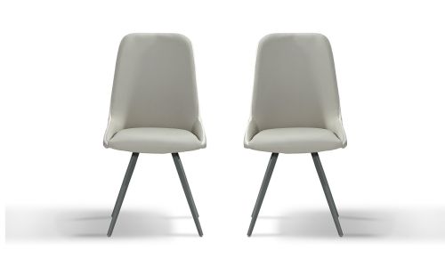 Chaise Design ISORA - Gris/Taupe - Lot de 2