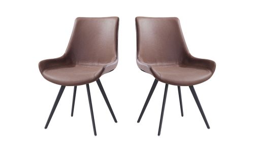 Chaise Design NOOR - Marron clair - Lot de 2