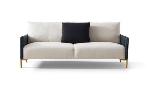 Canapé 3 places en tissu ALAN - Blanc et Gris