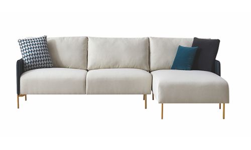 Canapé d'angle en tissu droit ALAN - Blanc et Gris