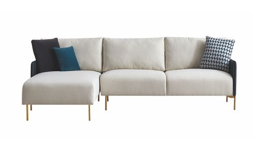 Canapé d'angle en tissu gauche ALAN - Blanc et Gris