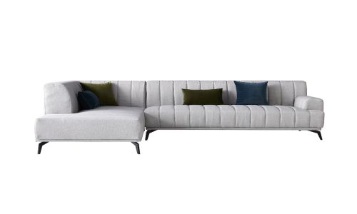 Canapé d'angle gauche en tissu gris - CAIRO