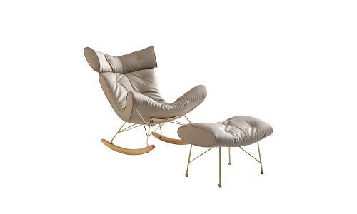 Rocking chair avec repose pieds en simili cuir KOOL - Taupe