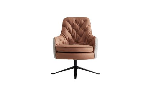 Fauteuil en simili cuir JULIO - Marron et Gris