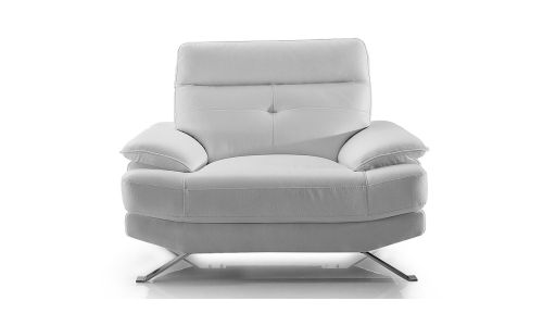 Fauteuil Design en cuir SYDNEY - Blanc écru