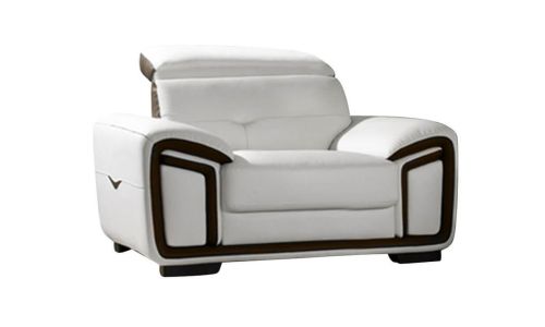 Fauteuil en cuir blanc et marron HAMILTON