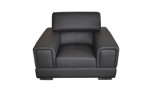 Fauteuil en cuir gris souris LIMA