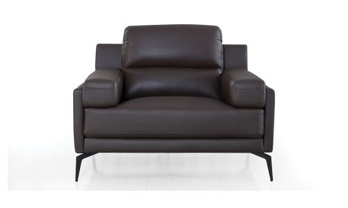 Fauteuil cuir Design MAYRON - Marron