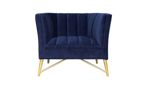 Fauteuil en velours ALAIA - Bleu foncé