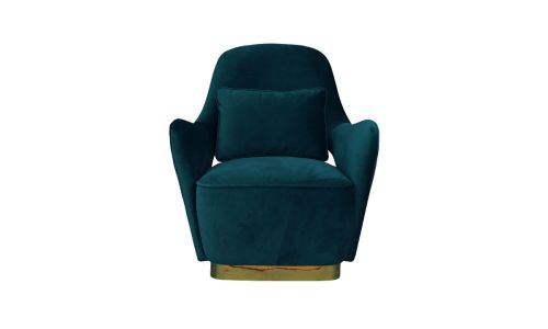 Fauteuil en velours MALINA - Bleu/Vert