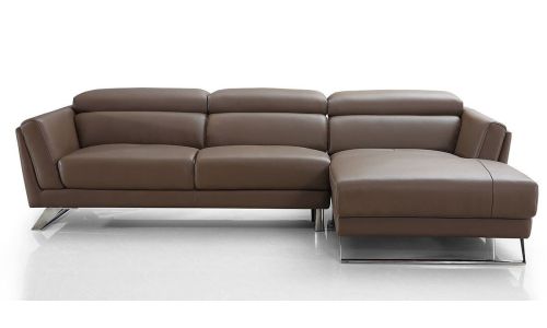 Canapé d'angle droit en cuir supérieur ASTON - Taupe 