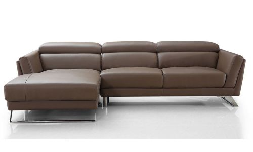 Canapé d'angle gauche en cuir supérieur ASTON - Taupe