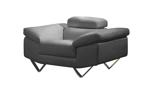 Fauteuil en cuir gris souris MAGNOLIA