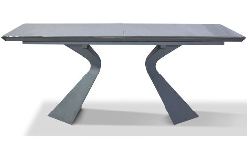 Table à manger extensible bois/laqué WEST - Noyer/Gris