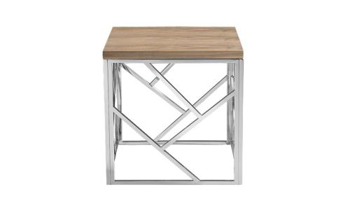 Table d'appoint bois et acier TRENDY - Frêne/Acier