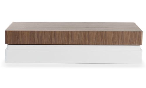 Table basse bois/laqué SIDONY - Noyer/Blanc